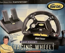 Mad Catz Dual Force Racing Wheel with pedals for the Sony PlayStation 1.