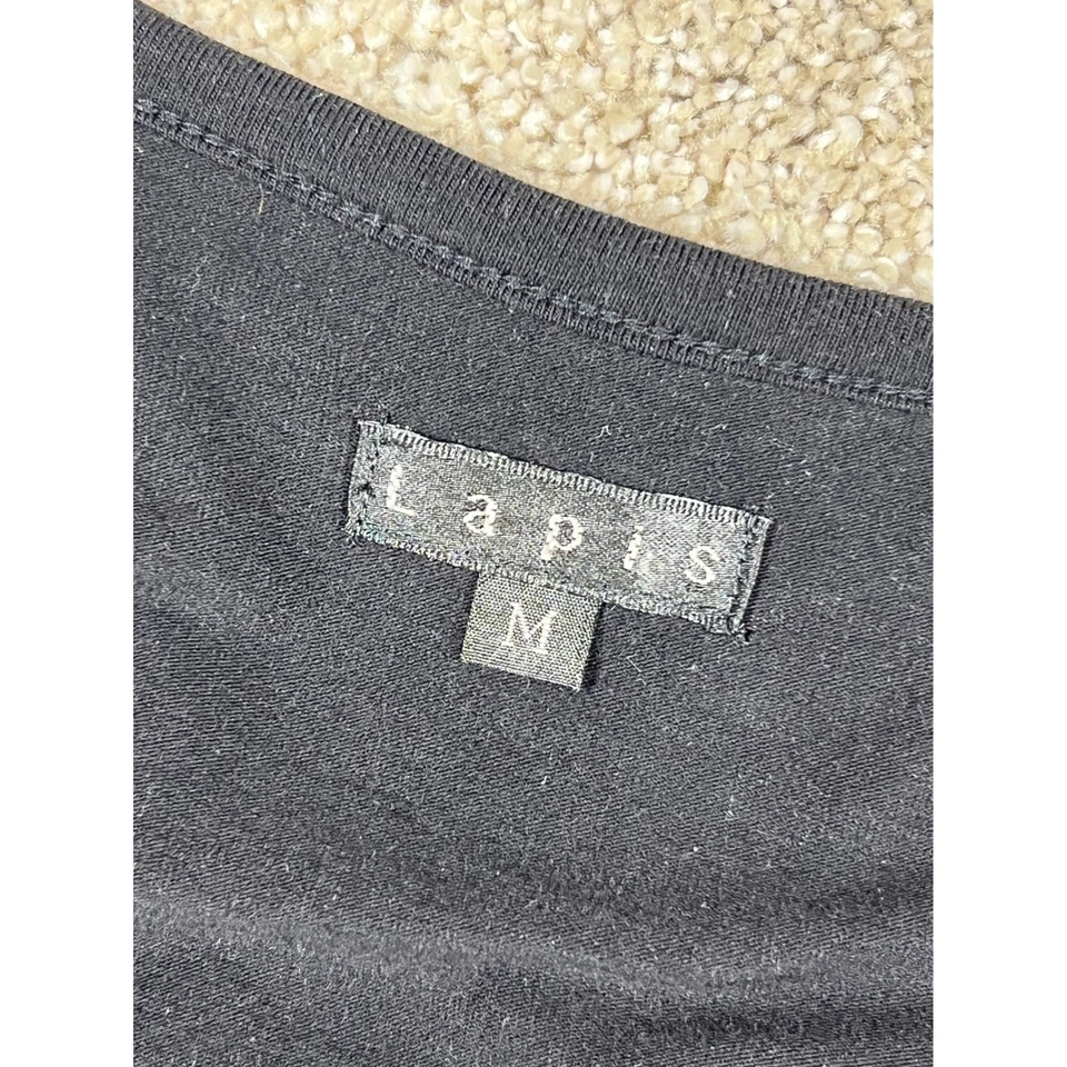 Blusa Top BOHO Lapislázuli Negra Floral Bordada Cuello en V Manga Larga Campana Mediana M Foto 4 de 4