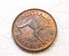 1964 Australia 1/2 Penny unc Bronze Coin Perth Mint