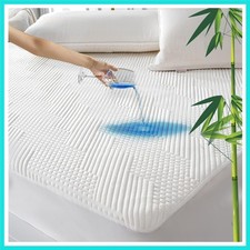 Waterproof California King Mattress Protector Rayon Bamboo - 3D Air Fiber Coo...