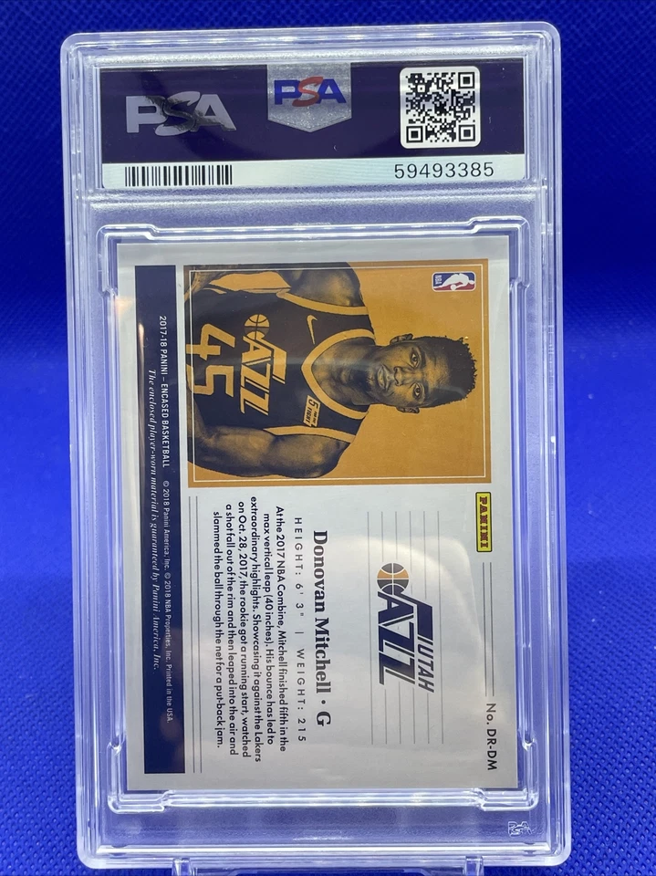 2017-18 Panini Encased Donovan Mitchell Dual Rookie Jerseys /99 PSA 9 Mint SP RC - Image 2 of 4
