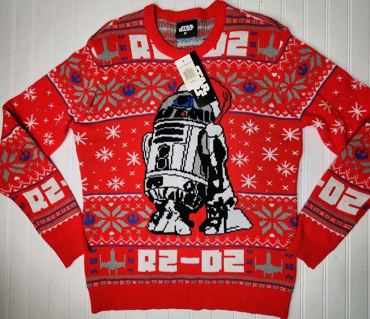 Star Wars R2D2 Red Pullover Ugly Christmas Sweater Knit Sz Medium