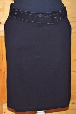 Jupe en maille milano noir avec ceinture blancheporte t 50 neuve - Photo 1/4