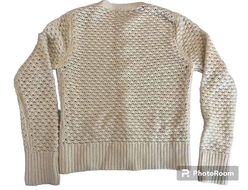 LL Bean Small Ivory Wool Angora Rabbit Hair Bobble Knit Cardigan Sweater As Is - Image 2 of 4