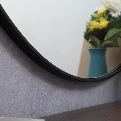 Elegant Decor Eternity 45" Round Mid Century Metal Frame Mirror in Black - Picture 7 of 7