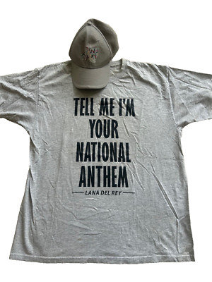 2 piece Lana Del Rey Custom Oversized Tee & Baseball Cap Hat {Nat'l Anthem}