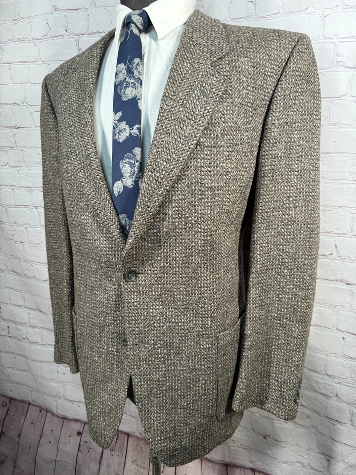 Abrigo Blazer Chaqueta Deportivo LUBIAM Para Hombres Marrón WEED LANA ITALIANA CASERA Foto 2 de 4