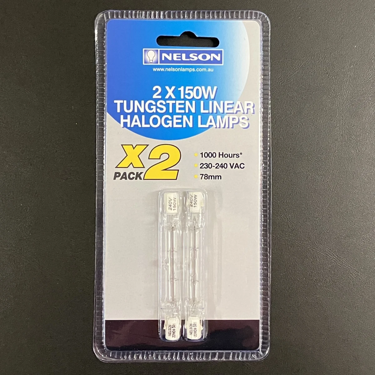 Nelson Lamp 150W R75 J Type Tungsten Linear Halogen Light Globe Twin Pack