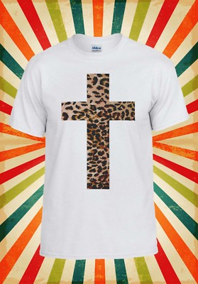 Leopard Cross Religion Cool Hipster Herren Damen Trägershirt Tank Top Unisex T-Shirt 462