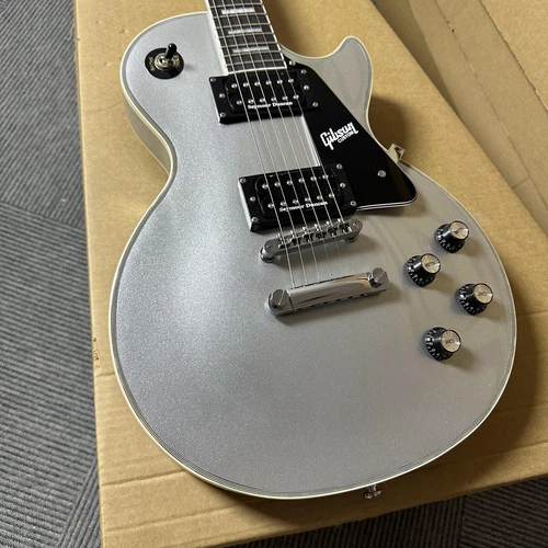 US Warehouse LP Silver electric guitar black guard plate mahogany body 6 strings