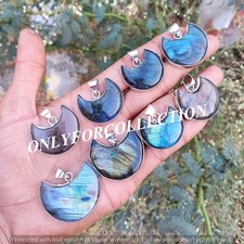 Lovely Labradorite Moon Gemstone 925 Sterling Silver Plated 5 PCs Fancy Pendant