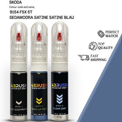 for SKODA 9154 F5X 5T SEDAMODRA SATINE/SATINE BLAU Touch Up Paint Scratch Repair