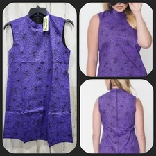 UNIQUE VINTAGE Purple Spiderweb 1960's Mini Shift Dress Size MEDIUM**NEW**