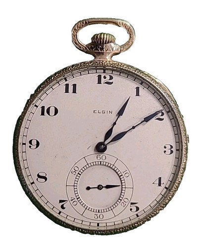 Montre De Poche Elgin Veritas Railroad 1919 - Cadran Ouvert, 23 Rubis - Taille 16