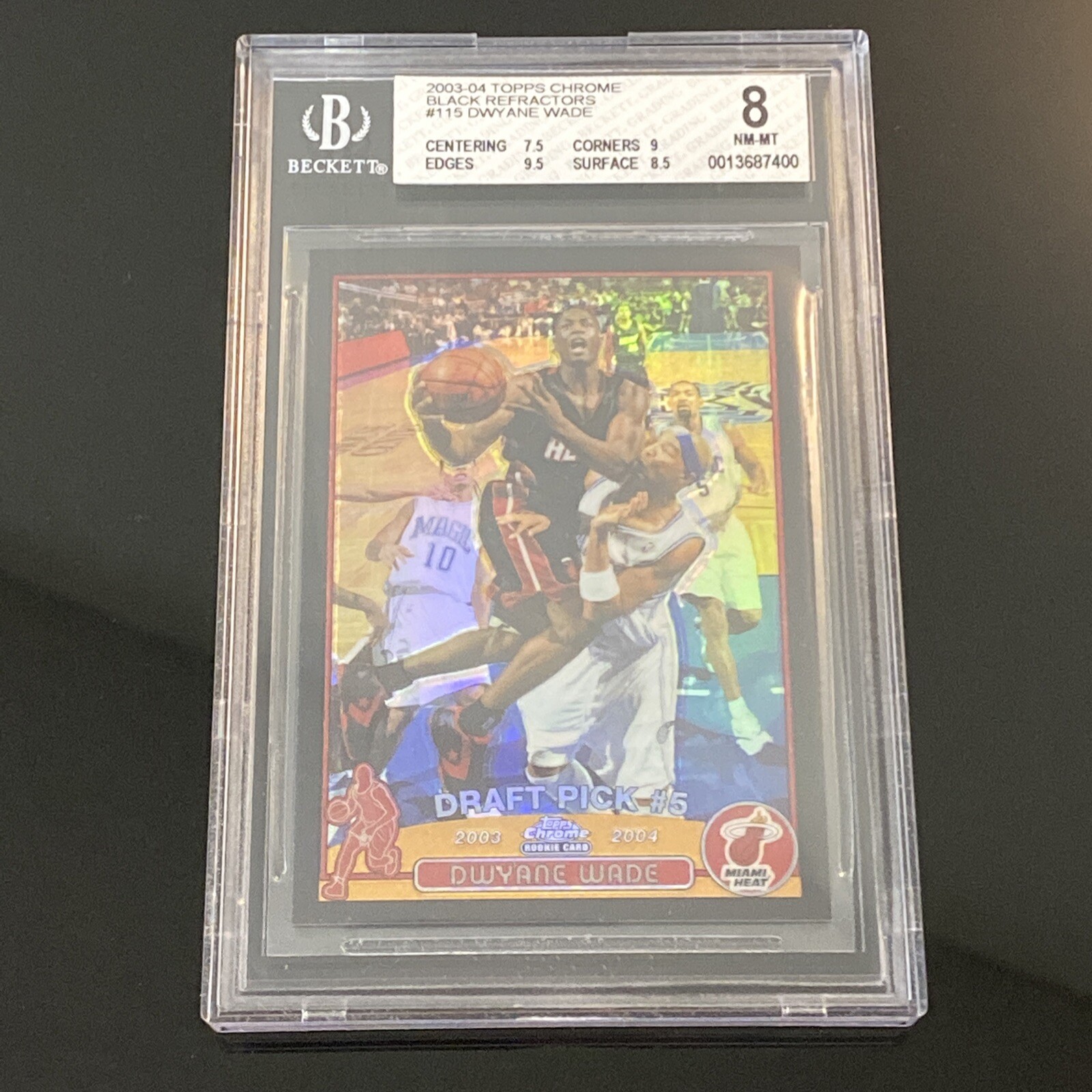 Dwayne Wade Rc Bgs 8 2003-04 Topps Chrome Black Refractor #’d /500