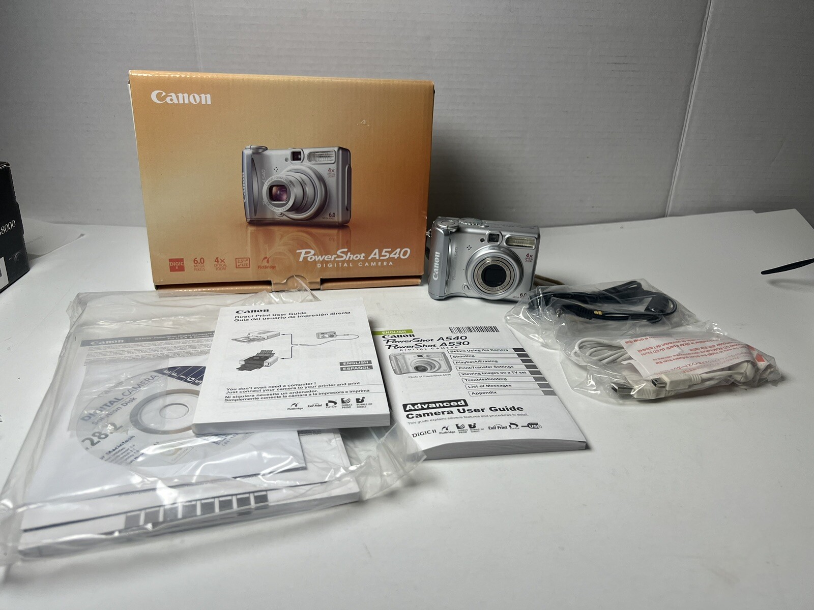 Canon PowerShot A540 6.0MP Digital Camera Silver Tested W/User Manual