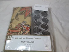New Victoria Classics MONTE CARLO 13 pc Shower Curtain & Hook Set - Taupe & Rust