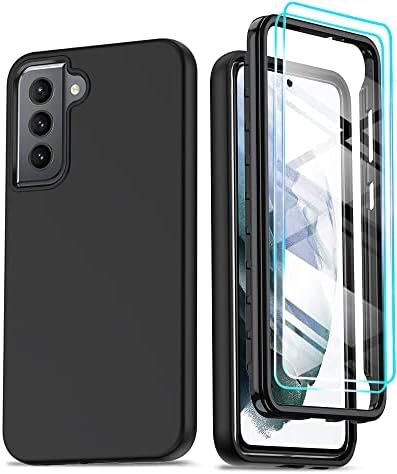 for Samsung Galaxy S21 FE Case, Galaxy S21 FE Case with [2 x Tempered Glass Scre