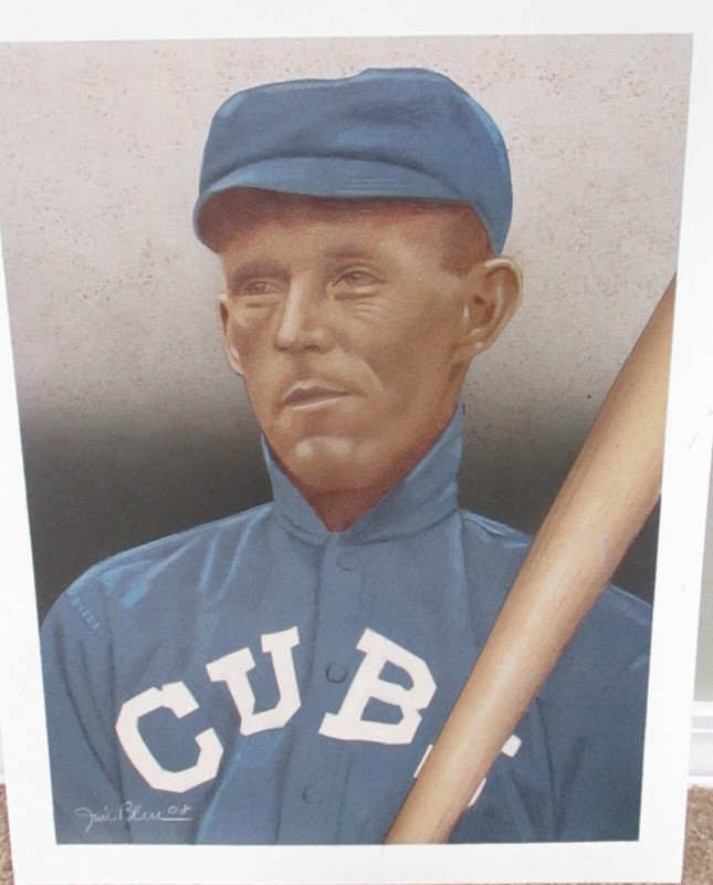 Johnny Evers, HoF 1946 , Cubs- Original Artwork by NY Artist, Jim Bliss