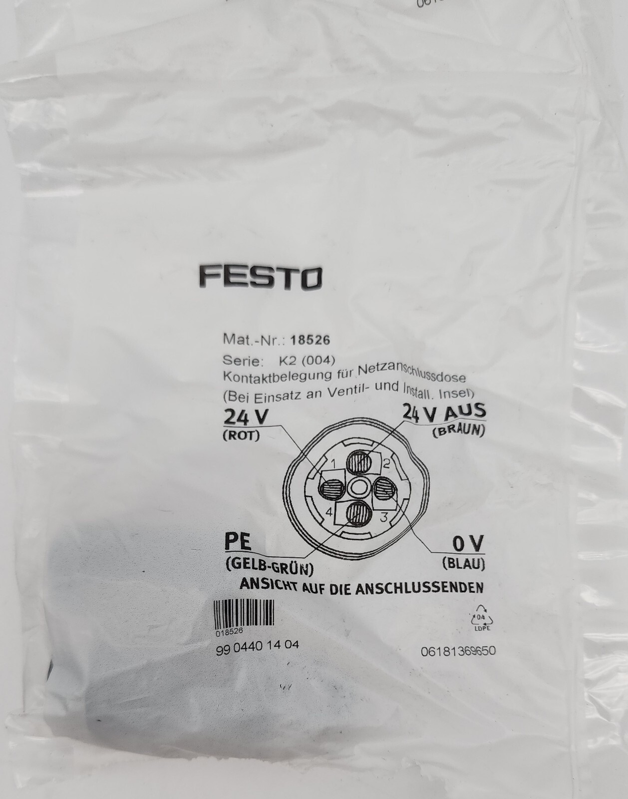Festo 18526 NTSD-GD-13,5 POWER SUPPLY SOCKET