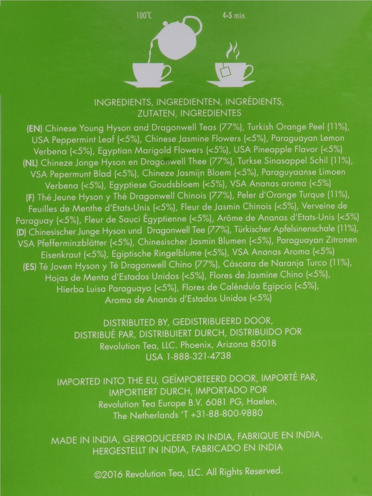 Revolution Tea - Mesh Infuser Full Leaf Tea - Tropical Green Tea - 20 Bags