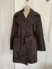 Jil Sander Brown Cotton Linen Belted Trench Coat Uk 14 (it 46)