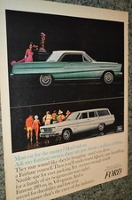1965 Ford Fairlane 500 Coupe Wagon Original Large Advertisement Print Ad 65