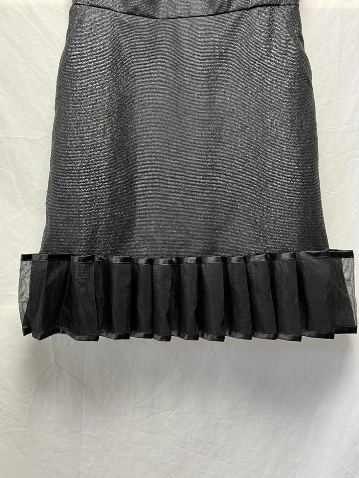 Mini vestido recto con volantes 3.1 Phillip Lim recorte trasero talla 0 negro lazos con bolsillo Foto 3 de 4