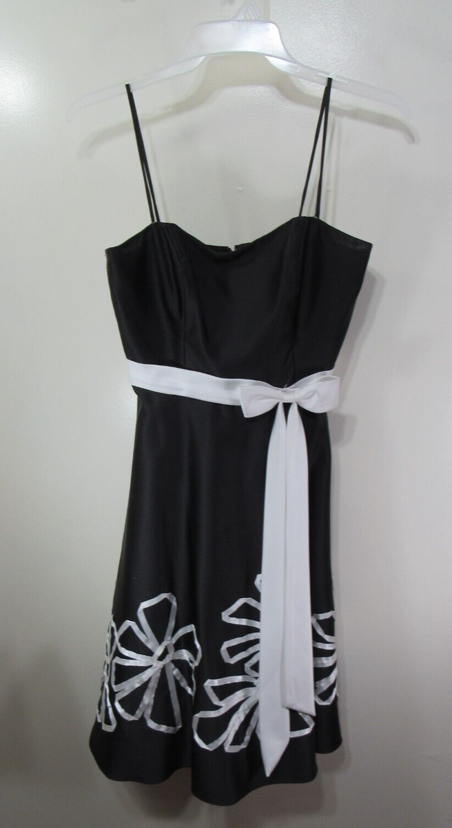 Womens Alfred Angelo Formal Dress Size 10 Black White Straps Bow Back  Zipper | eBay