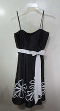 Womens Alfred Angelo Formal Dress Size 10 Black White Straps Bow Back Zipper