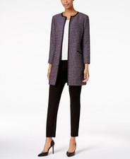 Charter Club Tweed Topper Jacket Deep Black Combo 12