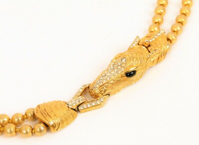 VINTAGE RARE CINER BEAUTIFUL 40'' LONG DOUBLE STRAND BEAD HORSE CLASP NECKLACE