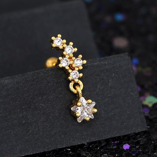 Gem Crystal Ear Cartilage Helix Ring Bar Stud Ear Cuff Climber Piercing Earring - Picture 168 of 268