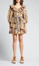 Ulla Johnson Giselle Belted Ruffle Mini Dress Size 6 Oleander Floral Butterfly