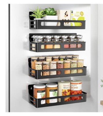 Pack Magnetic Spice Rack for Refrigerator Storage Shelf Seasoning Rack 