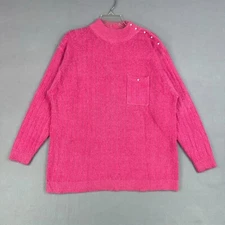 Vintage Rebecca Lynn Sweater Womens 20W Pink Bright Hot Silk Angora Lambswool