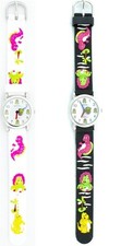 NEW-GENEVA 3D DINOSAUR BLACK OR WHITE MULTI COLOR RUBBER BAND KID'S WATCH-CH-65