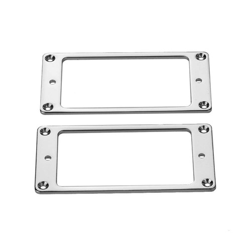 Nickel Metal Humbucker Pickup Surrounds Rings Flat (2) ~ w/t Screws - Picture 2 of 3