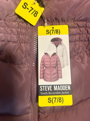 NWT!Steve Madden Youth Girl's Parka Reversible Hooded Quilted Puffer Jacket - Picture 2 of 3