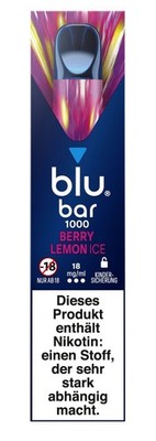blu bar Berry Lemon Ice Einweg E-Zigarette 18mg (2 Stück)