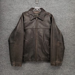 Veste En Cuir D'agneau Eddie Bauer Taille XL Marron - Style Bomber, Poches Zippées, Occasion Très Bon état