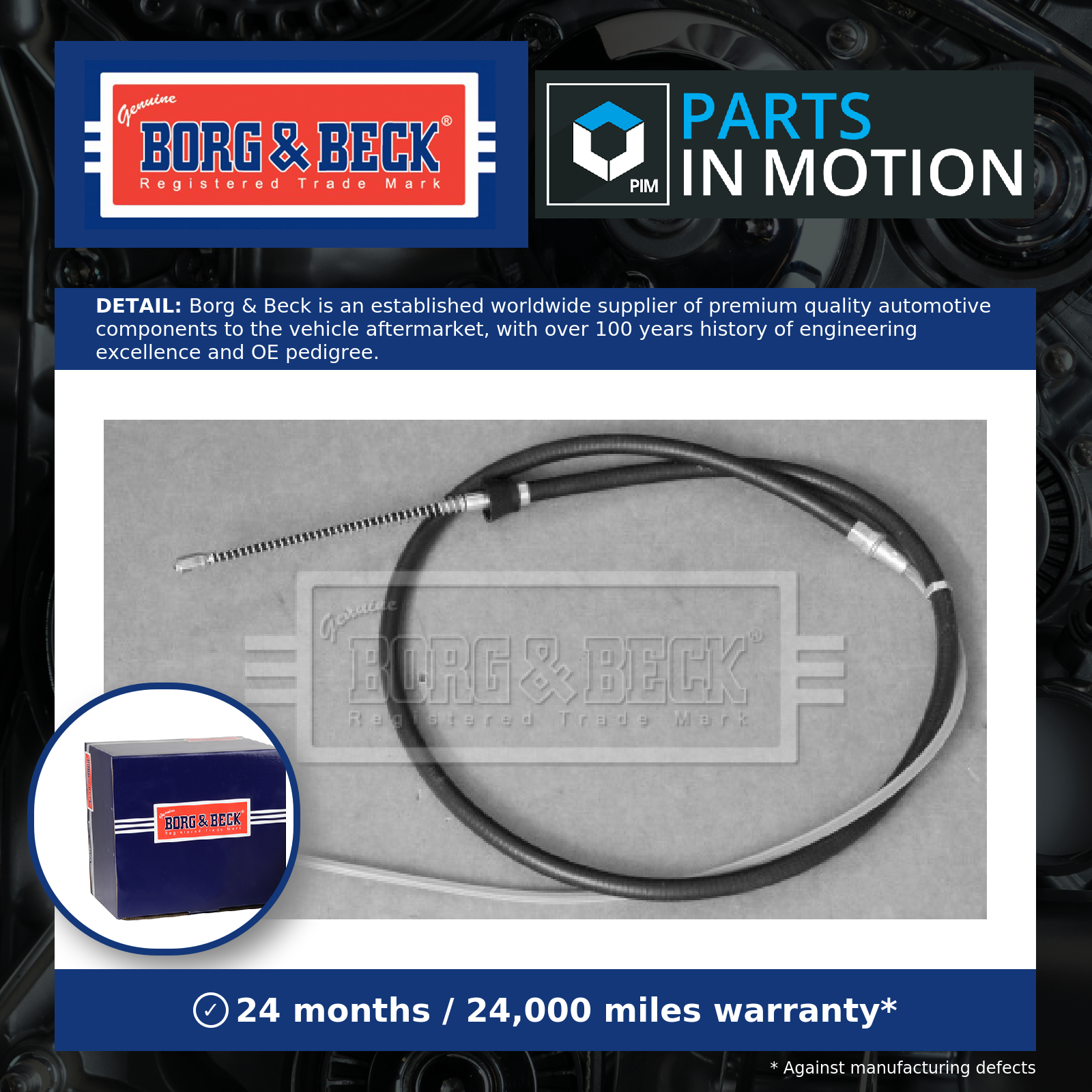 Handbrake Cable Rear Left or Right BKB3712 Borg & Beck Hand Brake Parking New