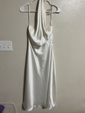 AMSALE halter wedding Midi Cocktail Ivory Little White Dress Collection size 8