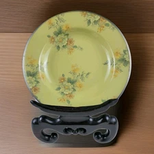 Mackenzie Childs Enamel Deep Dinner Plate - Green, Floral Pattern