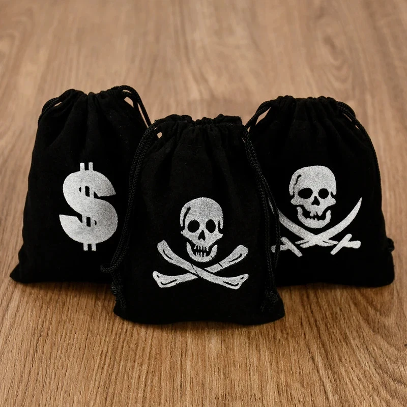 Bolsas de regalo pirata 10 piezas bolsa de monedas del tesoro con cordón niños niños favores de Halloween Foto 4 de 4