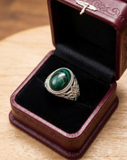New Malachite Unisex Ring Durable Copper Band Size U US 10 Boxed Statement
