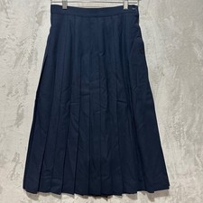 VTG Talbots Petites Navy Blue 100% Wool Pleated Midi Skirt Size 6P Made in USA