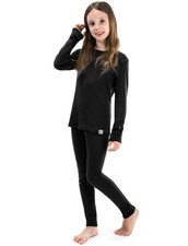 100 Merino Wool Girls Base Layer Set Midweight Thermal Underwear Top Bottom ...