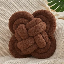 Knot Pillow , 12" Soft Decorative Throw Pillows for Couch Bed, Dark Brown Kno...
