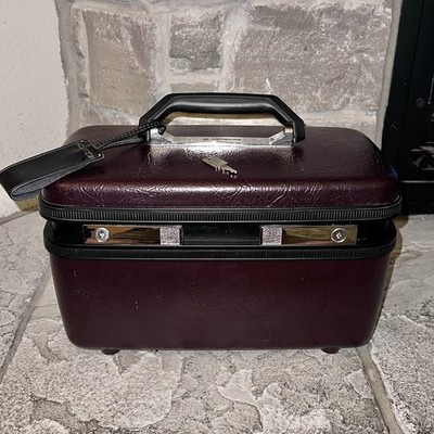 Samsonite Sentry II Red Hard Train Case Case Travel Bag + Key, Tray, Luggage Tag